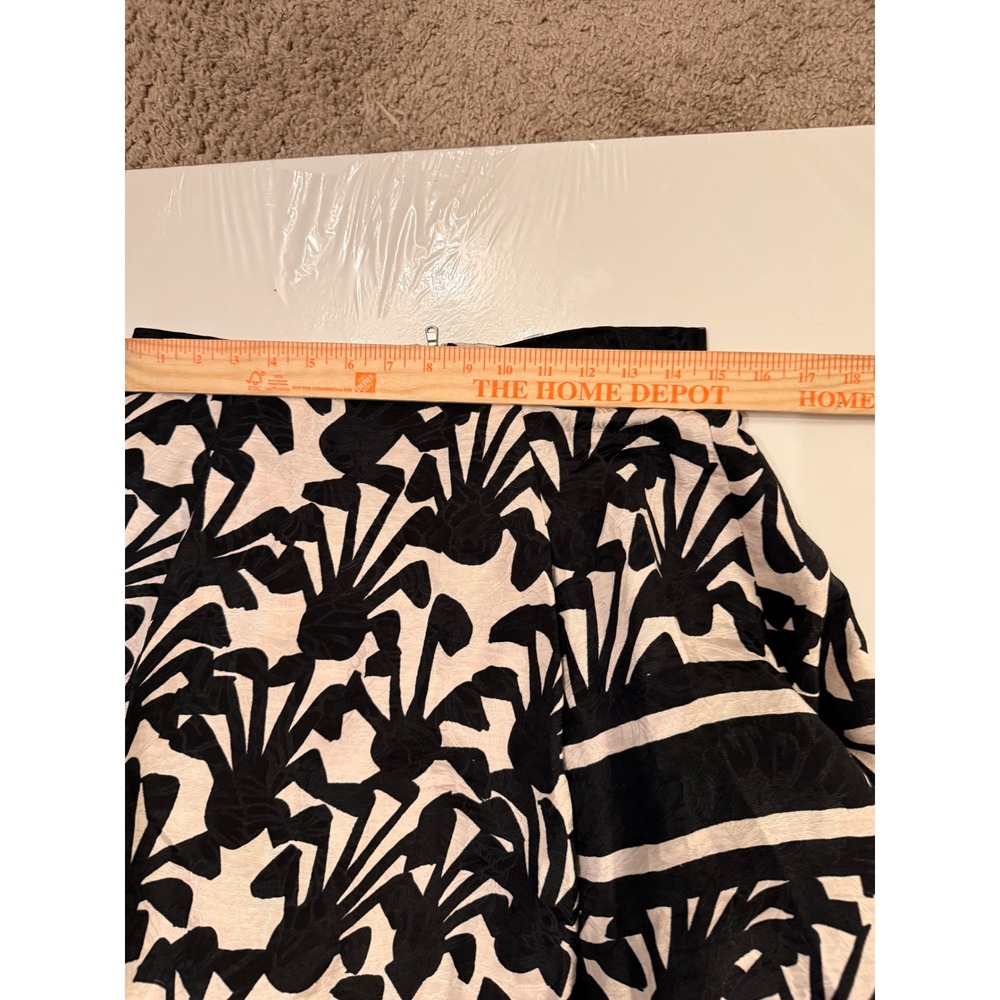 Tracy Reese Black Cream Floral Jacquard A-Line Midi Skirt with Tulle Lining 8 - Picture 6 of 11
